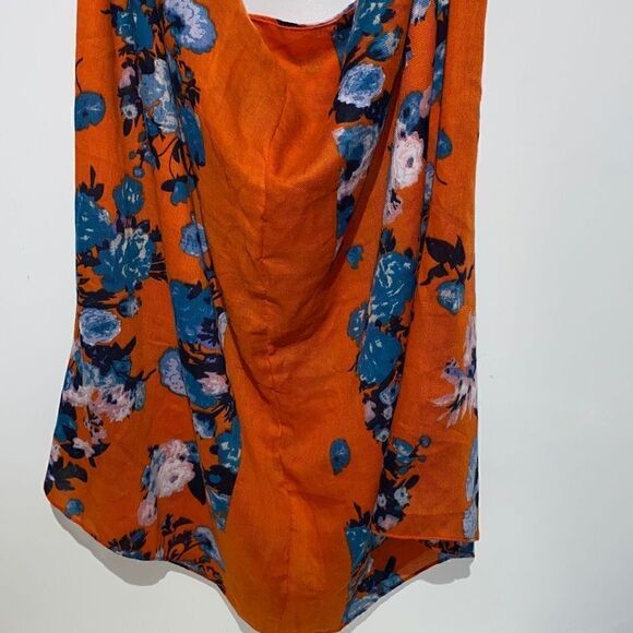 Women's Floral Neck Warmer Tube Type Orange Scarf 25X33 - Picture 6 of 7
